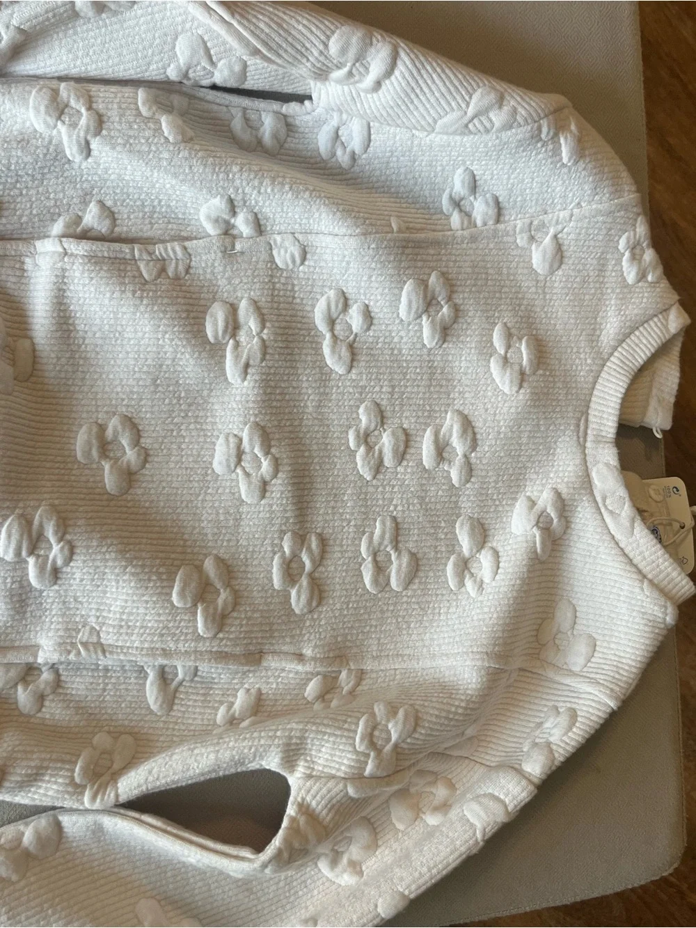 Mayoral NWT Girls White Textured Flower Knit Sweatshirt & Pants